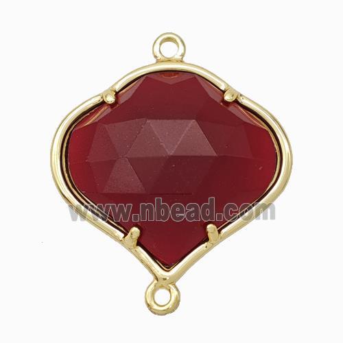 Natural Red Agate Dye FireBalloon Connector Gold Plated