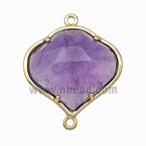 Natural Purple Amethyst FireBalloon Connector Gold Plated