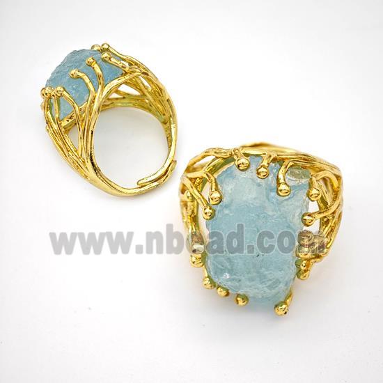 Copper Ring Pave Quartz Adjustable Gold Plated