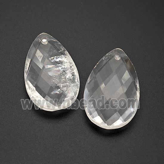 Natural Clear Quartz Pendant Faceted Teardrop