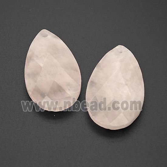 Natural Pink Rose Quartz Teardrop Pendant Faceted