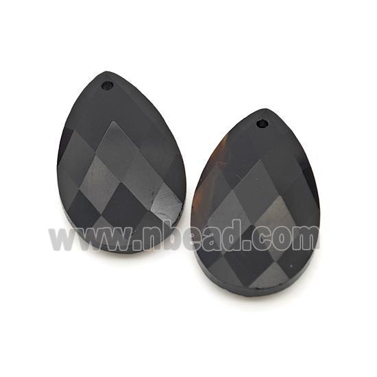 Natural Black Obsidian Teardrop Pendant Faceted