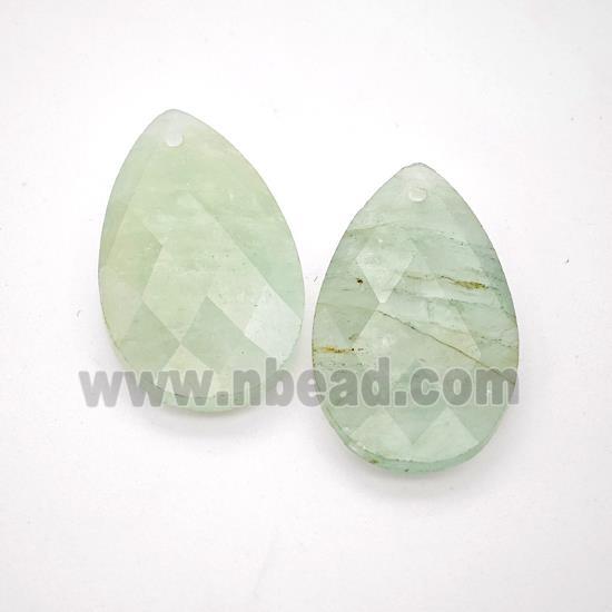 Natural Green Quartz Teardrop Pendant Faceted