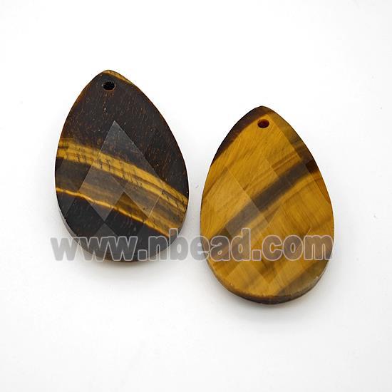 Natural Tiger Eye Stone Teardrop Pendant Faceted