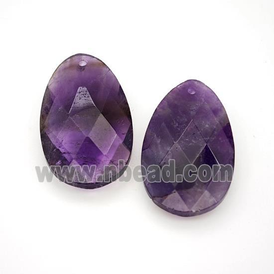 Natural Purple Amethyst Teardrop Pendant Faceted