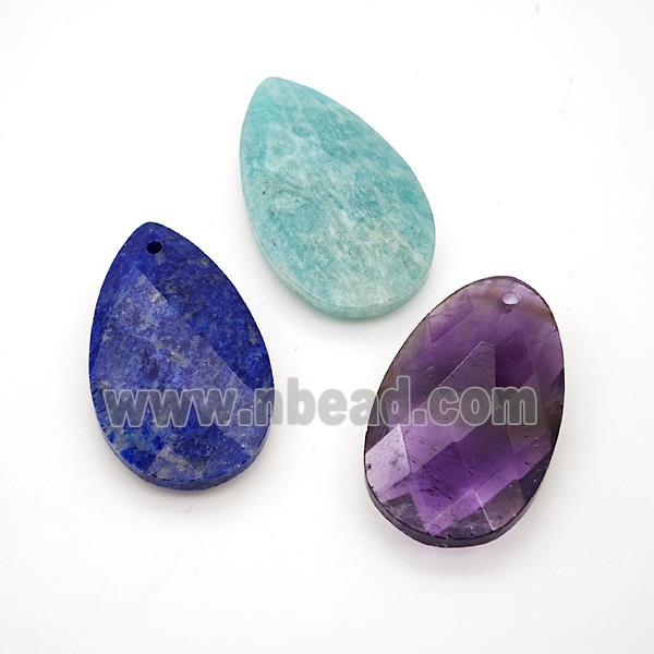 Natural Gemstone Teardrop Pendant Faceted Mixed