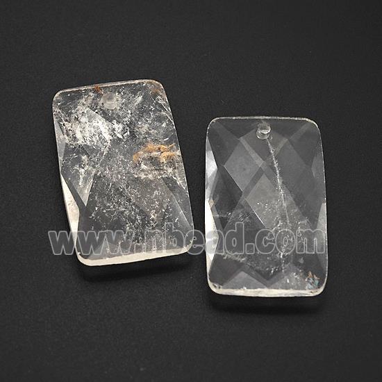 Natural Clear Quartz Rectangle Pendant Faceted