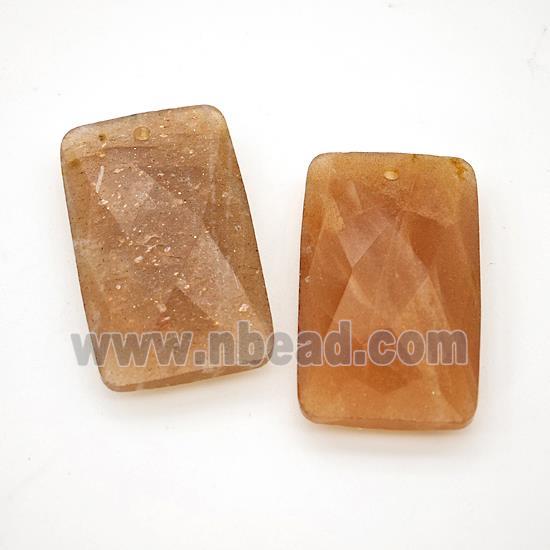 Natural Peach Sunstone Rectangle Pendant Faceted