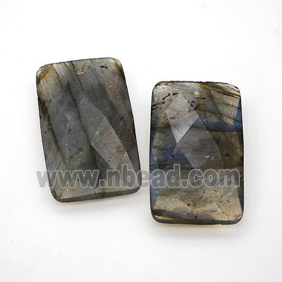 Natural Labradorite Rectangle Pendant Faceted