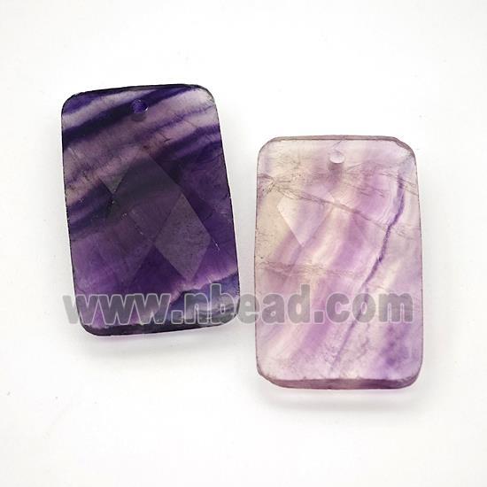 Natural Purple Fluorite Rectangle Pendant Faceted