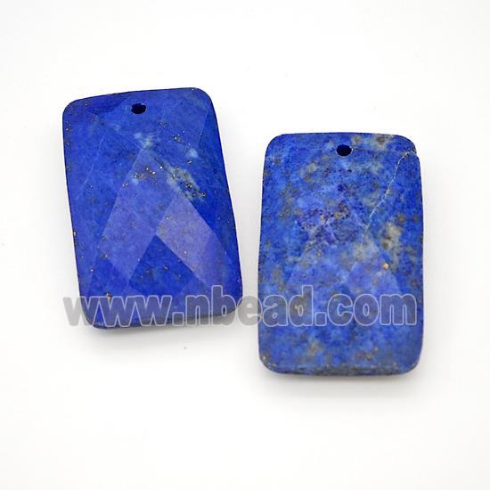 Natural Blue Lapis Lazuli Rectangle Pendant Faceted