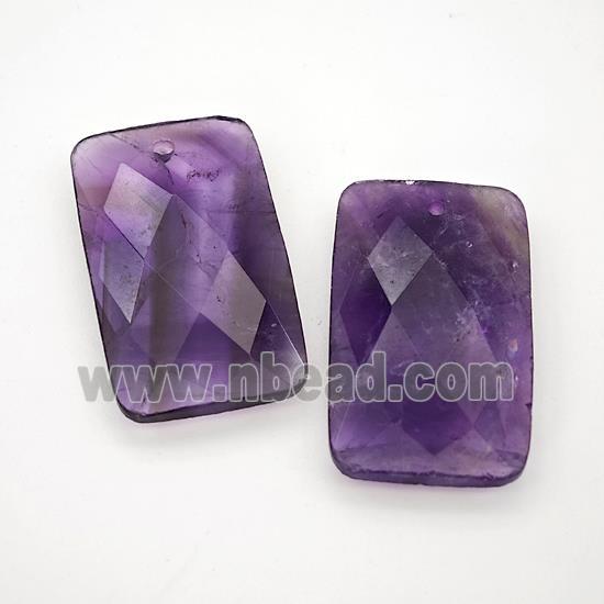 Natural Purple Amethyst Rectangle Pendant Faceted