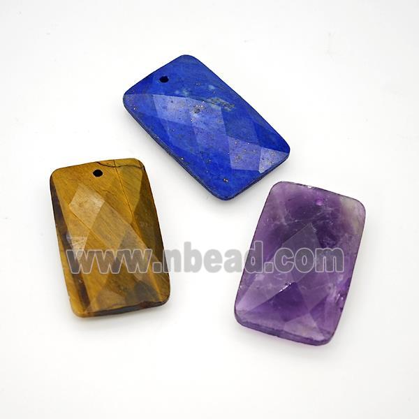 Natural Gemstone Rectangle Pendant Faceted Mixed