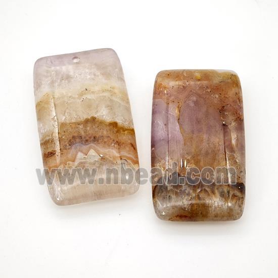 Natural Aurora Amethyst Agate Rectangle Pendant