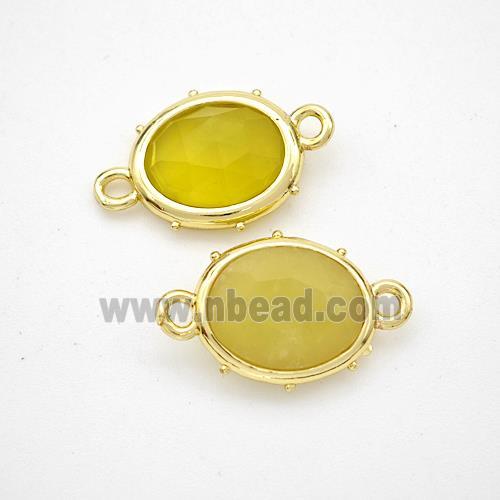 Lemon Jade Oval Connector Gold Plated