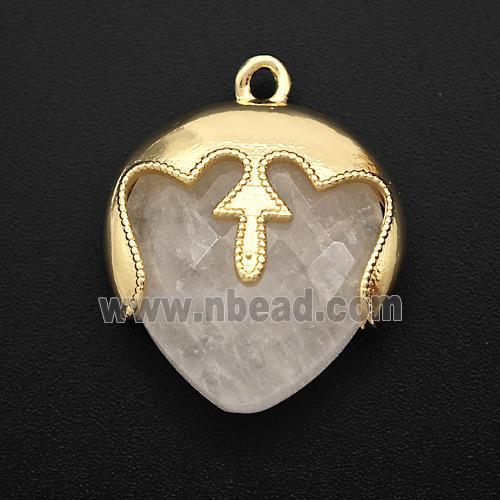 Natural Clear Quartz Face Pendant Gold Plated