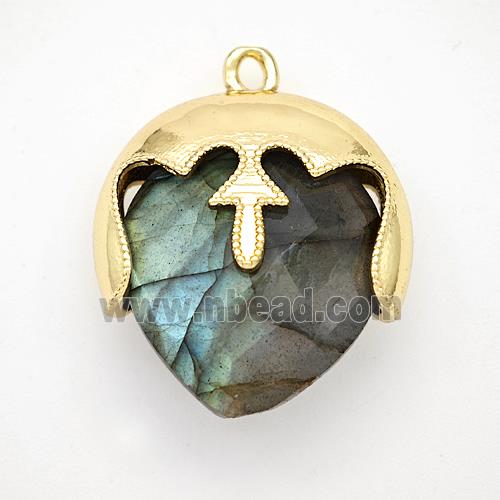 Natural Labradorite Face Pendant Gold Plated