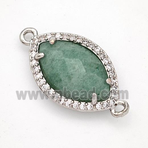 Green Strawberry Quartz Eye Connector Copper Pave Zirconia Platinum Plated