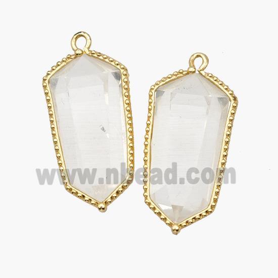 Natural Clear Quartz Prism Pendant Gold Plated