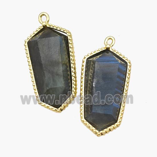 Natural Labradorite Prism Pendant Gold Plated