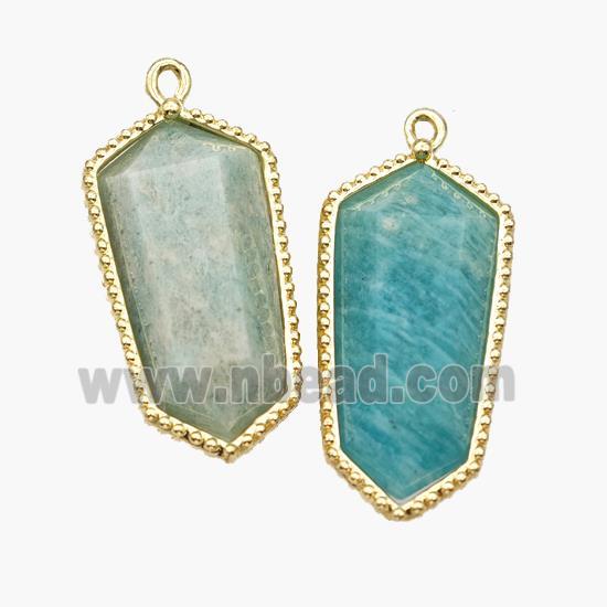 Natural Green Amazonite Prism Pendant Gold Plated