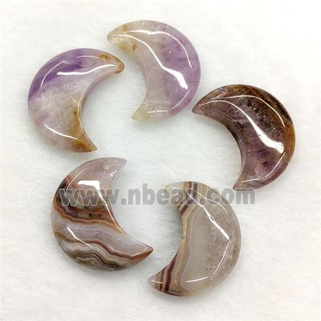 Natural Aurora Amethyst Agate Moon Pendant