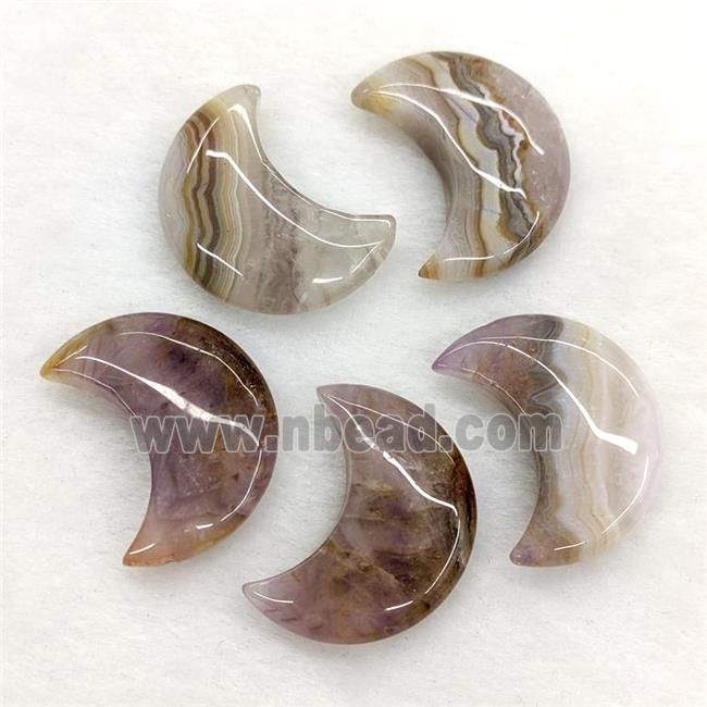 Natural Aurora Amethyst Agate Moon Pendant