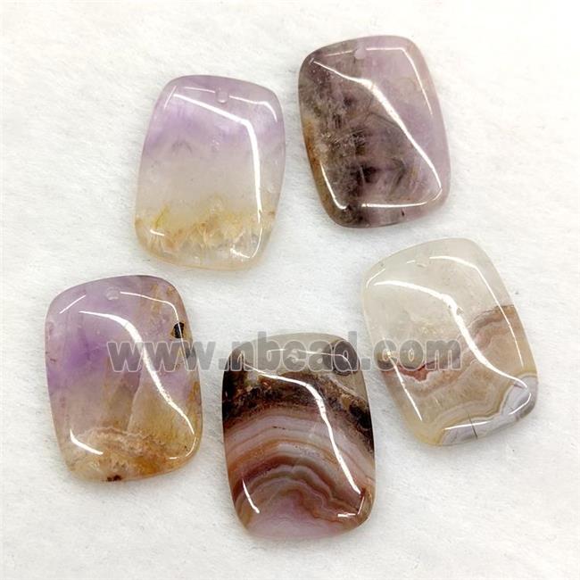 Natural Aurora Amethyst Agate Rectangle Pendant