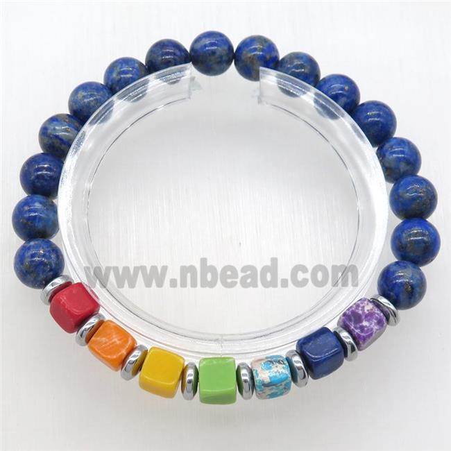 Chakra Bracelets with lapis, stretchy