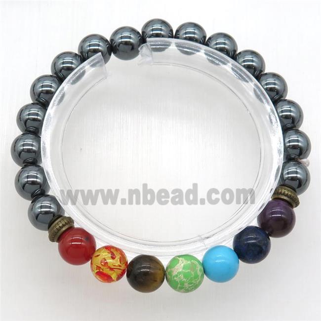 Chakra Bracelets with hematite, stretchy