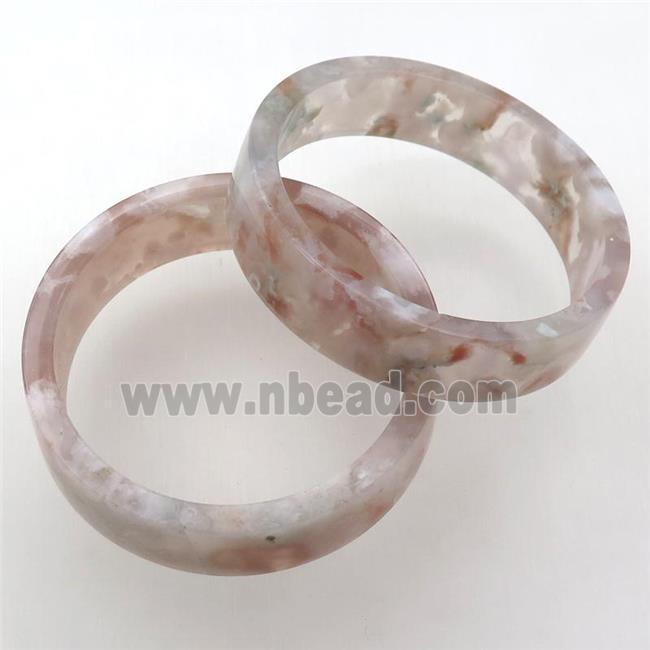 natural cherry blossom agate bangle