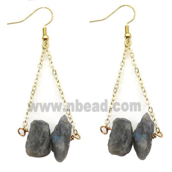 Labradorite Hook Earring Gold Plated