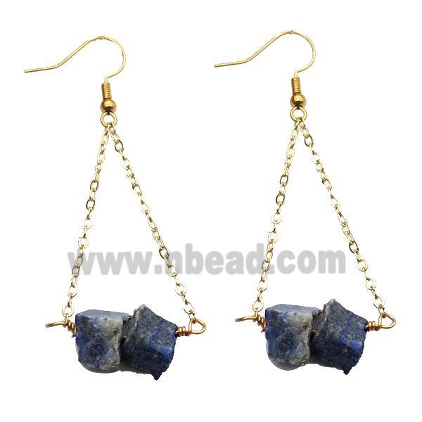 Blue Lapis Lazuli Hook Earring Gold Plated