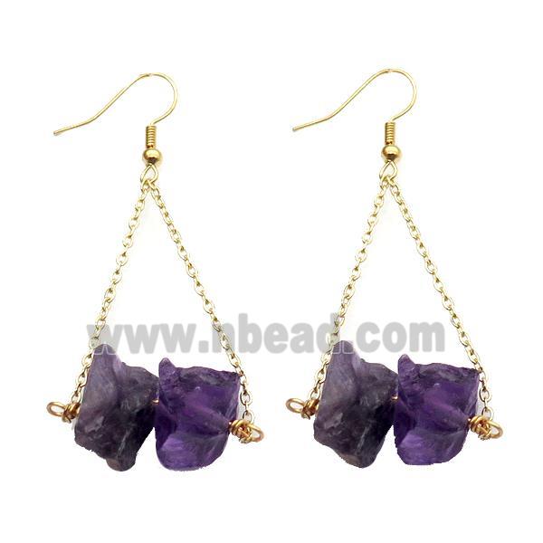 Purple Amethyst Hook Earring Gold Plated