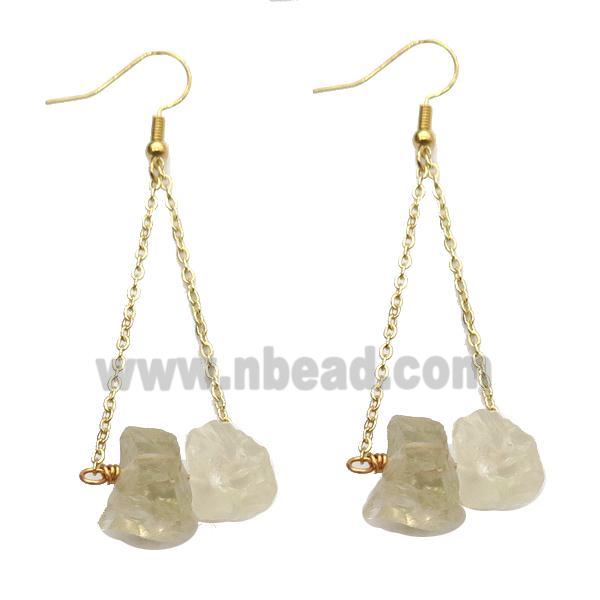 Lemon Quartz Hook Earring Gold Plated