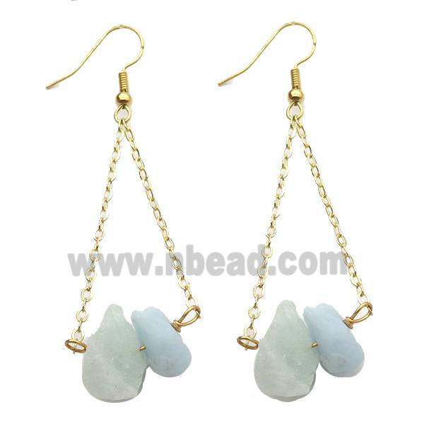 Aquamarine Hook Earring Gold Plated