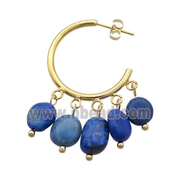 Blue Lapis Copper Stud Earring Gold Plated