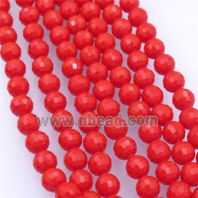 red Chinese Crystal Glass Beads, faceted round