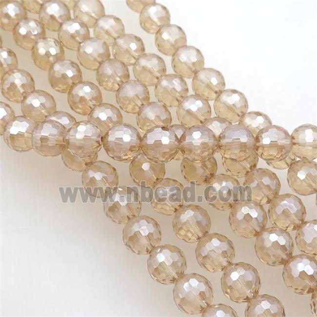 Chinese Crystal Glass Beads, champagne, faceted round