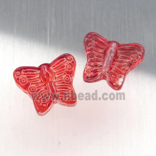 red crystal glass butterfly beads