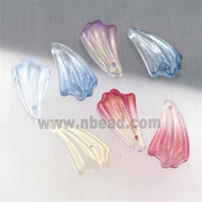 crystal glass petal beads, mixed color