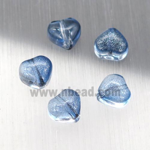 blue crystal glass heart beads