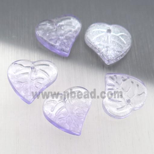 purple crystal glass leaf beads