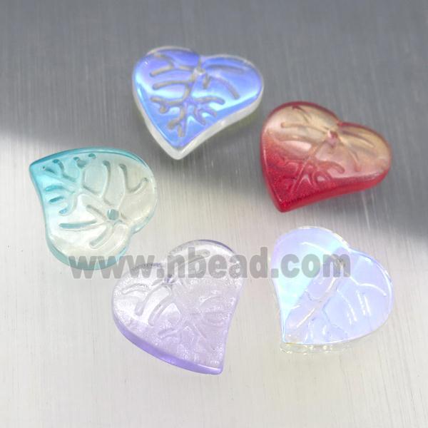 crystal glass leaf beads, mixed color