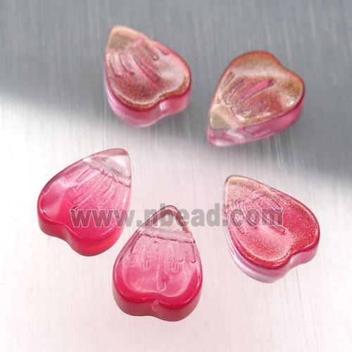 red crystal glass heart beads