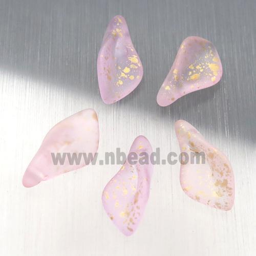 pink crystal glass leaf beads