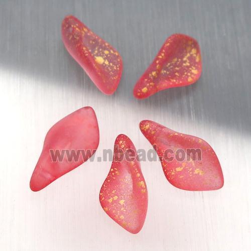 red crystal glass leaf beads