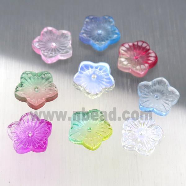 crystal glass flower beads, mixed color