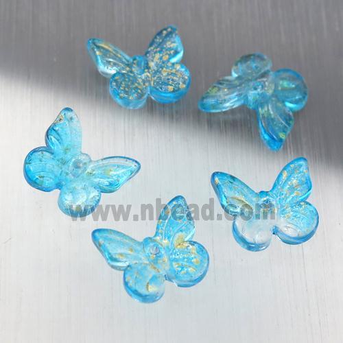 teal crystal glass butterfly beads