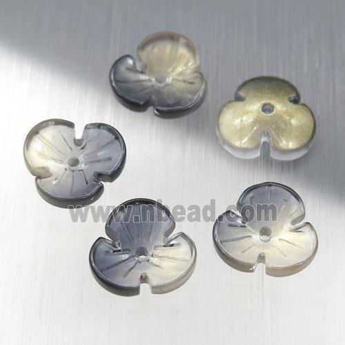 black crystal glass clover beads